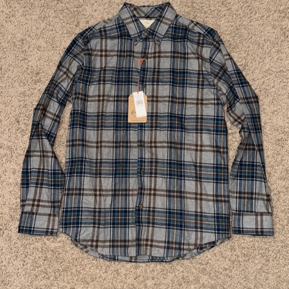 NWT Original Weatherproof Vintage Mens Flannel Plaid Long-sleeve Shirt M Blue